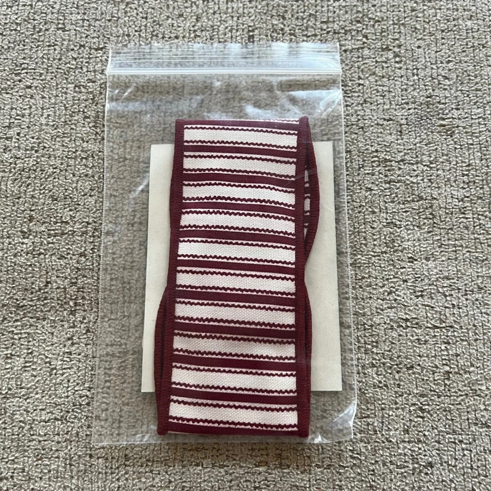 Longaberger Small Red Ticking Fabric Basket Handle Tie Striped Accessory 2368090